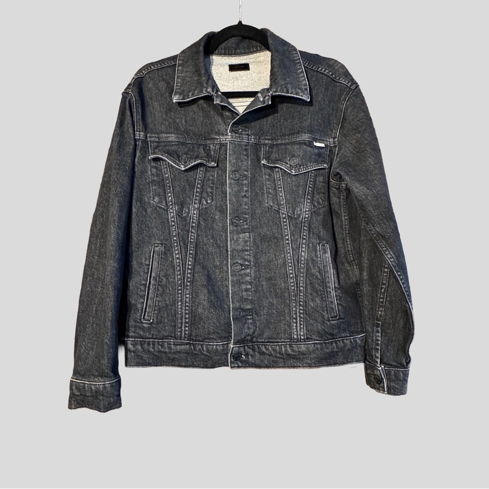 MOTHER Drifter Denim Jean Jacket in Black Cat Fever Wash